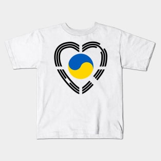 Korean Ukrainian Multinational Patriot Flag Series (Heart) Kids T-Shirt